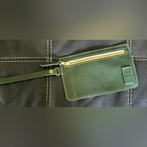Green Portland Leather Wristlet